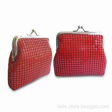 Aluminum Coin Purse with Metal Clip for Closure, Various Colors and Sizes are Available